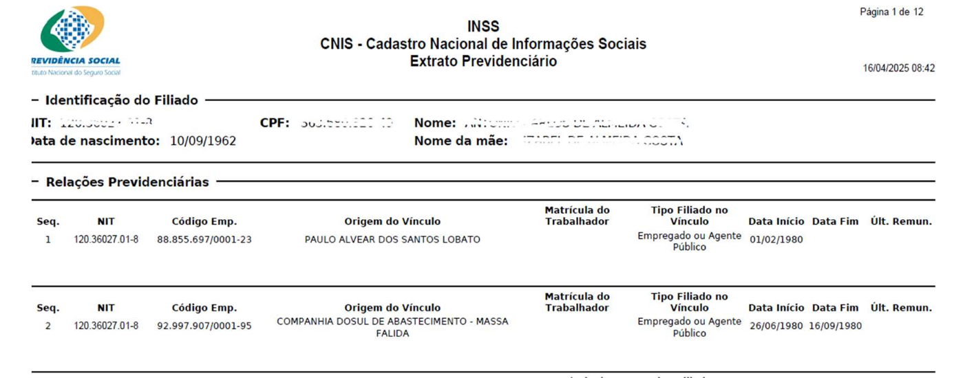 Extrato Prevdenciário 